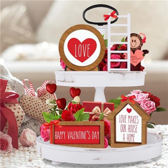 Farmhouse Easter Tiered Tray Decor Set Year Round Seasonal Interchangeable frame - Picture 4 of 7